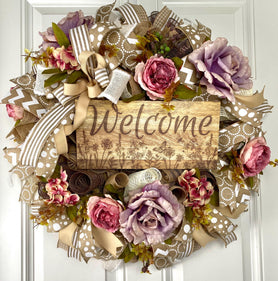 Everyday Wreath Front Door, Rose Hydrangea Wreath, Farmhouse Wreath for Every Season, Spring Wreath, Summer Deco Mesh