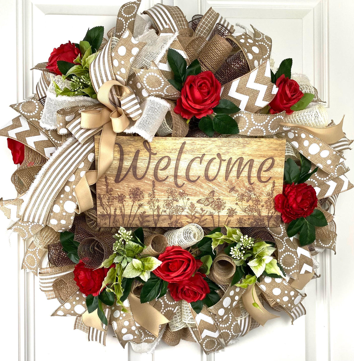 Everyday Wreath Front Door, Rose Wreath, Farmhouse Wreath for Every Season, Spring Wreath, Summer Deco Mesh, color options available