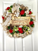 Everyday Wreath Front Door, Rose Wreath, Farmhouse Wreath for Every Season, Spring Wreath, Summer Deco Mesh, color options available