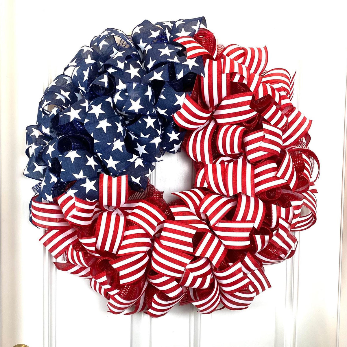 XL American Flag Wreath: Patriotic Red White and Blue Decor