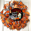 Farmhouse Fall Wreath: Pumpkin Spice, Jesus Christ, Thanksgiving Decor