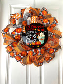 Farmhouse Fall Wreath: Pumpkin Spice, Jesus Christ, Thanksgiving Decor