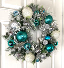 Lighted Blue Snowflake Christmas Ornament Wreath
