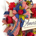 Rustic Patriotic Wreath: Farmhouse Flag Decor with Peonies