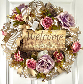 Everyday Wreath Front Door, Rose Hydrangea Wreath, Farmhouse Wreath for Every Season, Spring Wreath, Summer Deco Mesh