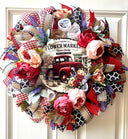 Everyday Wreath, Red Truck, Flower Market Summer Wreath, Home Decor, Farmhouse, All Season Wreath, Spring Wreath, Summer Deco Mesh