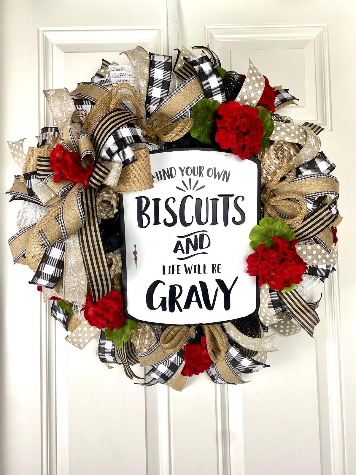 Everyday Wreath, Farmhouse Geranium Summer, Geranium Front Door, Geranium Farmhouse, biscuits and gravy