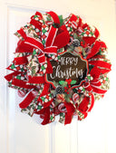 Christmas Wreath, Traditional holiday decor, Red Green Wreath, Holiday Porch Decor, Holly Berry Wreath