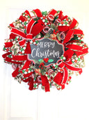 Christmas Wreath, Traditional holiday decor, Red Green Wreath, Holiday Porch Decor, Holly Berry Wreath