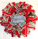 Christmas Wreath, Traditional holiday decor, Red Green Wreath, Holiday Porch Decor, Holly Berry Wreath