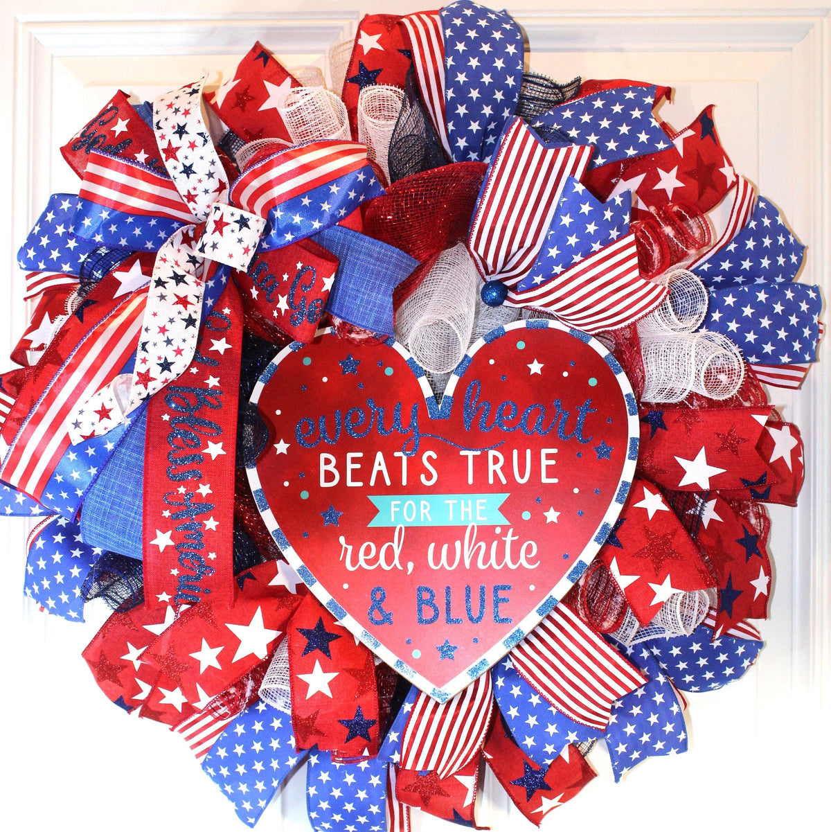 Patriotic Wreath, Flag Wreath, Fourth of July Wreath, Deluxe Flag Wreath, Red White and Blue Wreath, summer wreath