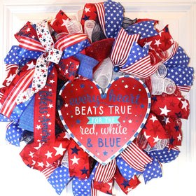 Patriotic Wreath, Flag Wreath, Fourth of July Wreath, Deluxe Flag Wreath, Red White and Blue Wreath, summer wreath