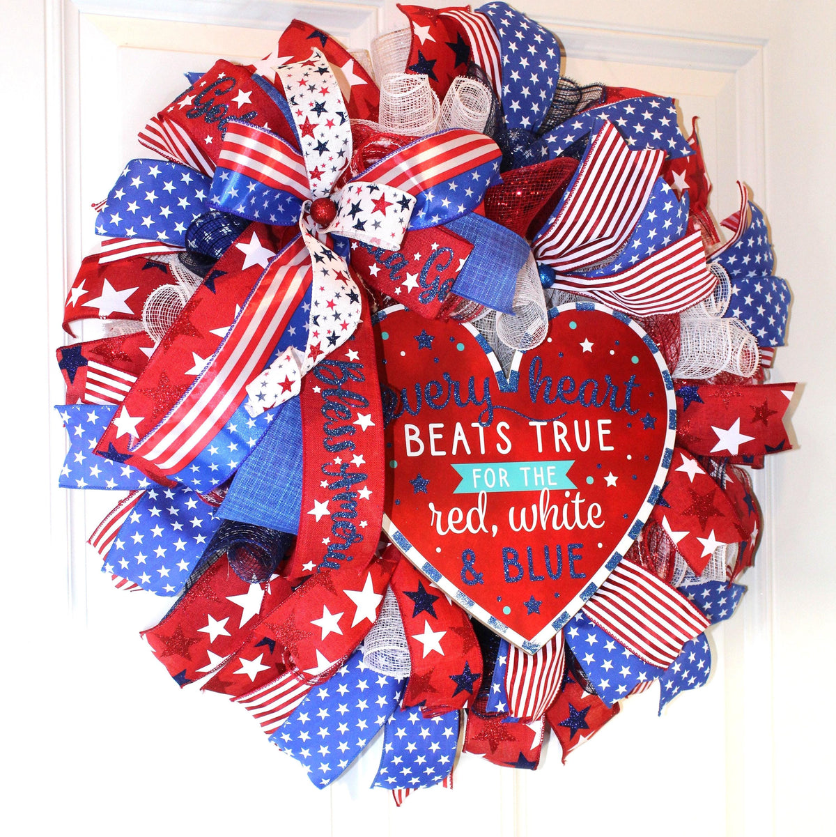 Patriotic Wreath, Flag Wreath, Fourth of July Wreath, Deluxe Flag Wreath, Red White and Blue Wreath, summer wreath