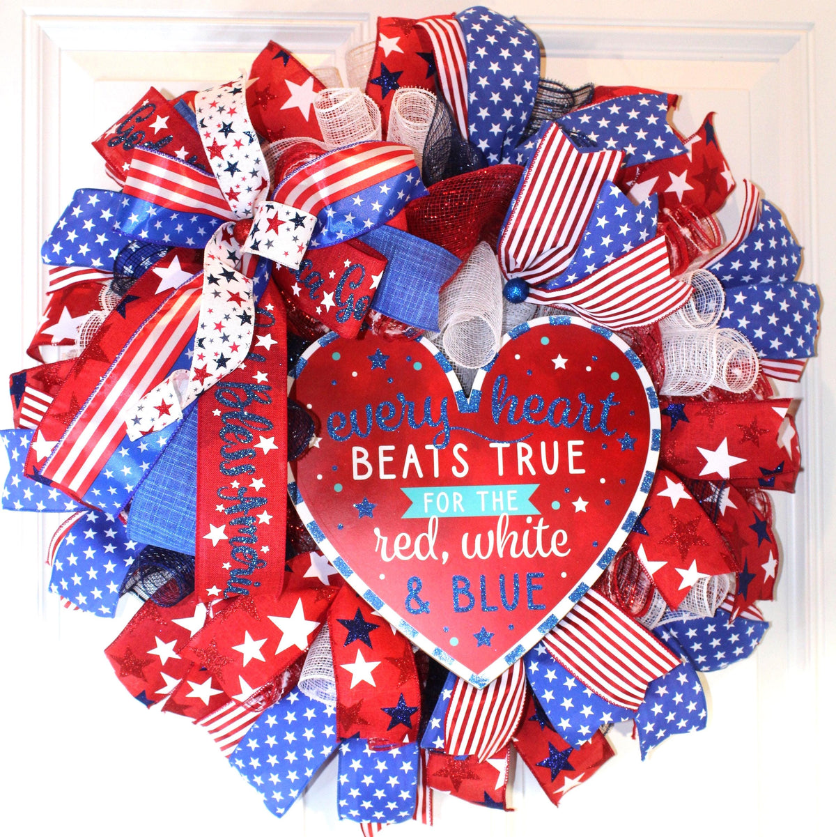 Patriotic Wreath, Flag Wreath, Fourth of July Wreath, Deluxe Flag Wreath, Red White and Blue Wreath, summer wreath