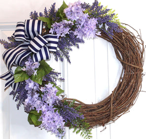 Lilac Lavender Grapevine Wreath: Summer Front Door Decor