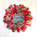 Christmas Wreath, Traditional holiday decor, Red Green Wreath, Holiday Porch Decor, Holly Berry Wreath