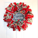 Christmas Wreath, Traditional holiday decor, Red Green Wreath, Holiday Porch Decor, Holly Berry Wreath
