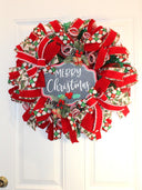Christmas Wreath, Traditional holiday decor, Red Green Wreath, Holiday Porch Decor, Holly Berry Wreath
