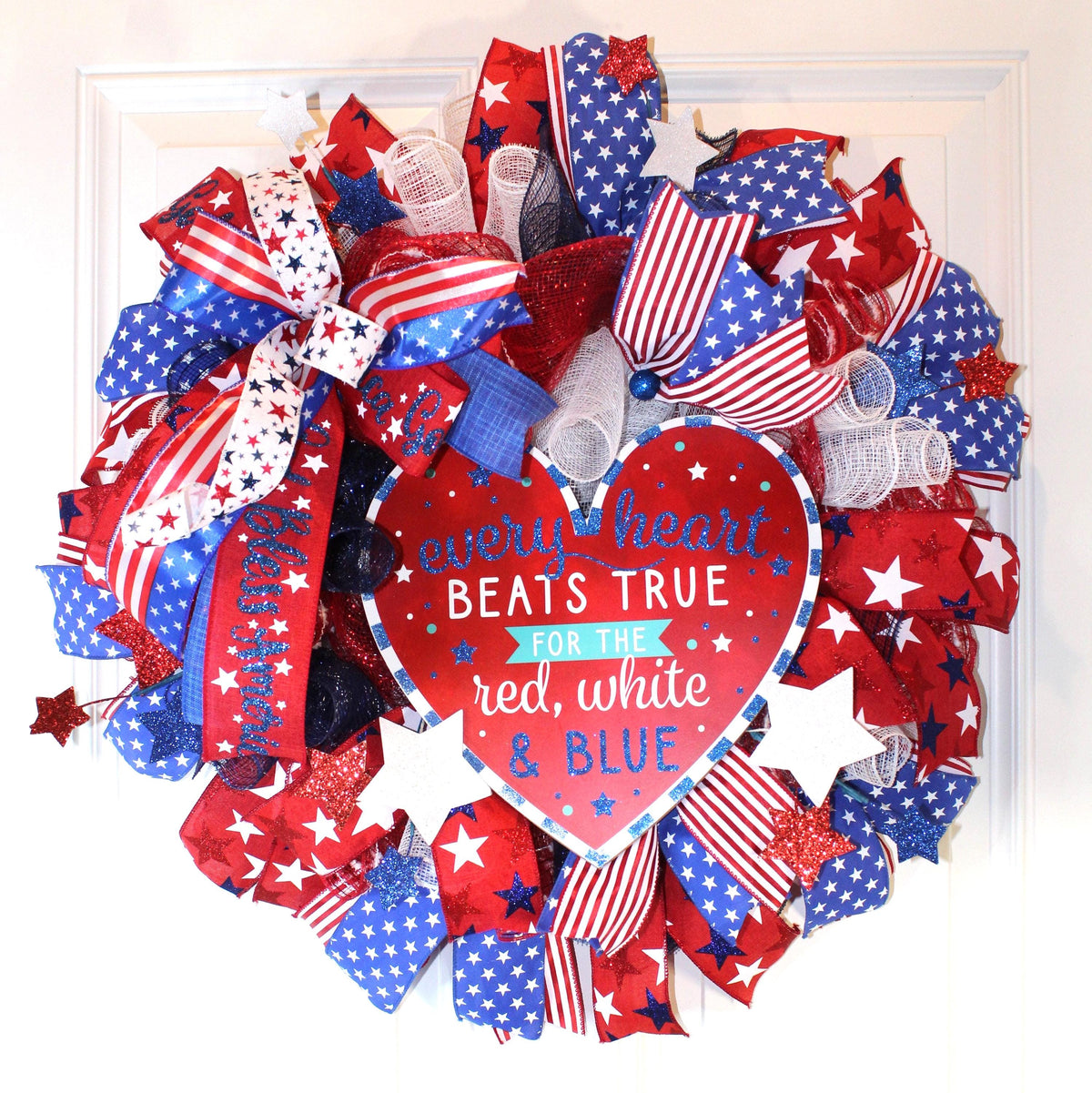 Patriotic Wreath, Flag Wreath, Fourth of July Wreath, Deluxe Flag Wreath, Red White and Blue Wreath, summer wreath