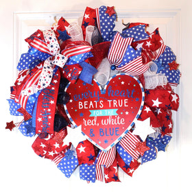 Patriotic Wreath, Flag Wreath, Fourth of July Wreath, Deluxe Flag Wreath, Red White and Blue Wreath, summer wreath