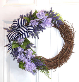 Lilac Lavender Grapevine Wreath: Summer Front Door Decor