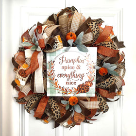 Pumpkin Spice Fall Wreath: Farmhouse Autumn Decor