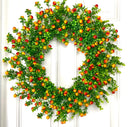 Fall Orange Berry Wreath, Boxwood, Front Door Wreath