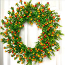Fall Orange Berry Wreath, Boxwood, Front Door Wreath