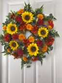 Fall Sunflower Dahlia Wreath: Farmhouse Burlap Front Door Decor