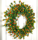 Fall Orange Berry Wreath, Boxwood, Front Door Wreath