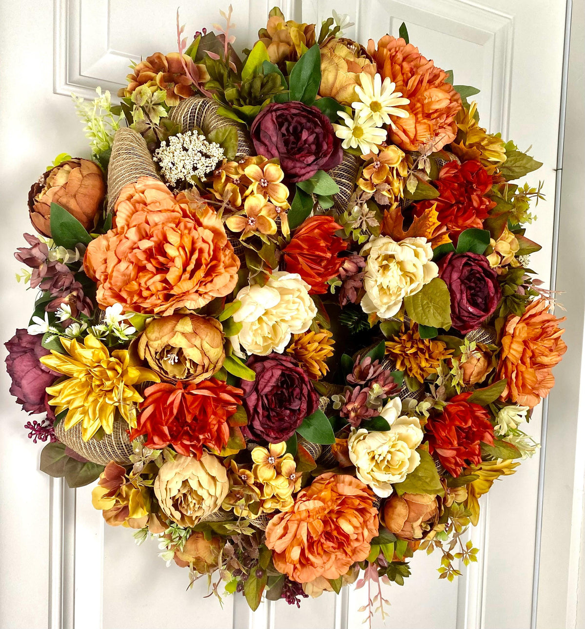 Fall Peony and Hydrangea Wreath: Farmhouse Autumn Decor