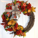 Fall Pumpkin & Dahlia Wreath: Glittery Buffalo Plaid Ribbon