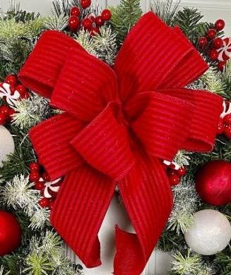 Lighted Red Christmas Ornament Pinecone Wreath, Holiday Ornament Wreath, Winter Porch Decor