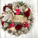 Everyday Wreath Front Door, Rose Hydrangea Wreath, Farmhouse Wreath for Every Season, Spring Wreath, Summer Deco Mesh