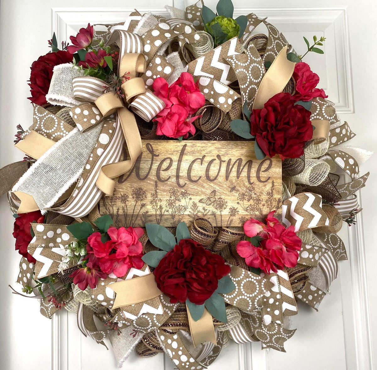 Everyday Wreath Front Door, Rose Hydrangea Wreath, Farmhouse Wreath for Every Season, Spring Wreath, Summer Deco Mesh