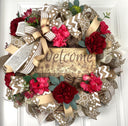 Everyday Wreath Front Door, Rose Hydrangea Wreath, Farmhouse Wreath for Every Season, Spring Wreath, Summer Deco Mesh