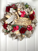 Everyday Wreath Front Door, Rose Hydrangea Wreath, Farmhouse Wreath for Every Season, Spring Wreath, Summer Deco Mesh