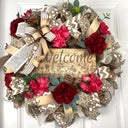 Everyday Wreath Front Door, Rose Hydrangea Wreath, Farmhouse Wreath for Every Season, Spring Wreath, Summer Deco Mesh