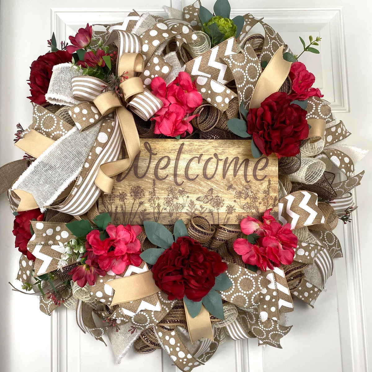 Everyday Wreath Front Door, Rose Hydrangea Wreath, Farmhouse Wreath for Every Season, Spring Wreath, Summer Deco Mesh