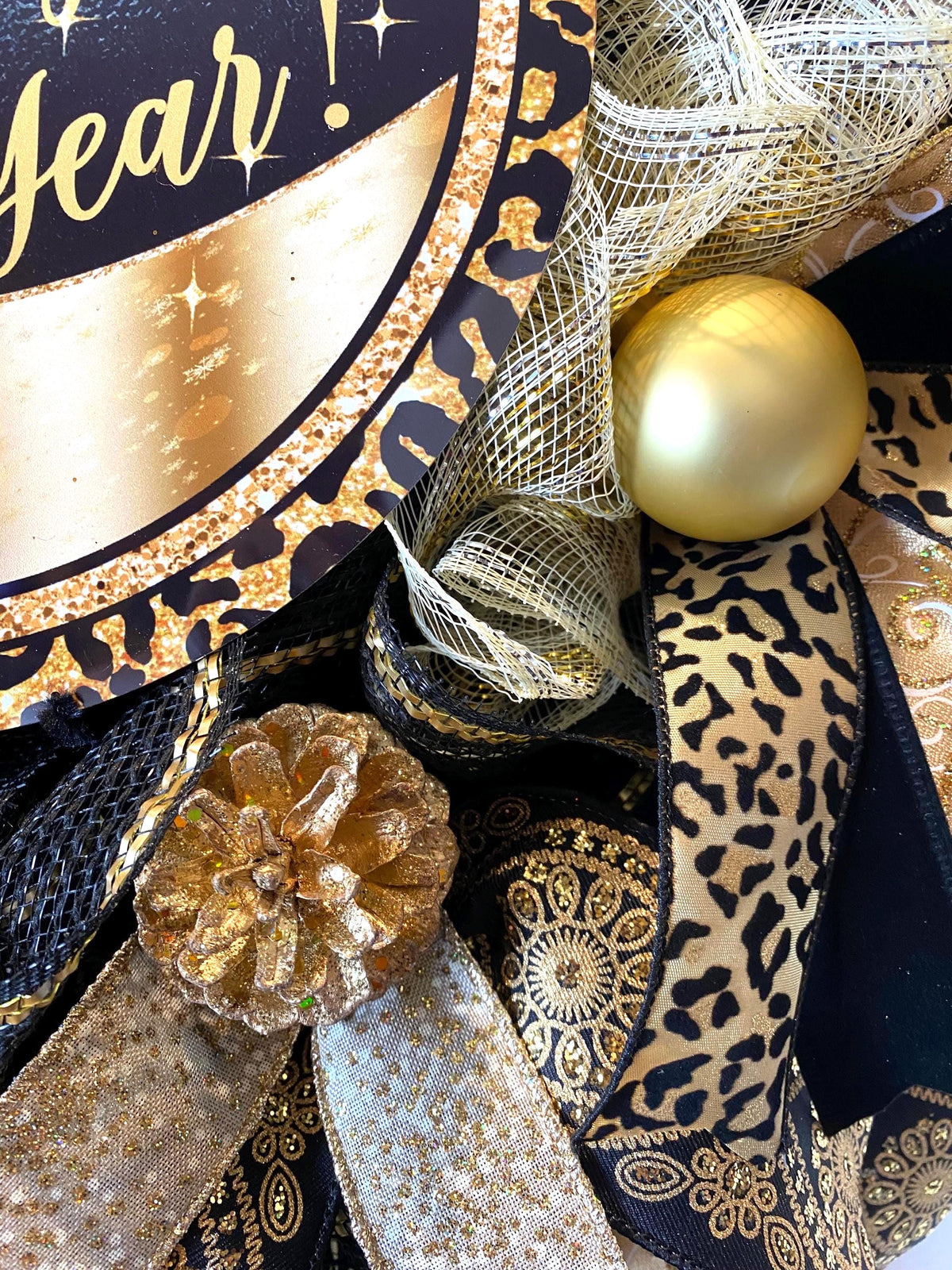 Elegant New Years Wreath, Happy New Year Party Decor, Wreath for front door, New Years Party Decor, Double Door