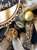 Elegant New Years Wreath, Happy New Year Party Decor, Wreath for front door, New Years Party Decor, Double Door