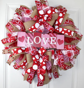 Valentines Day Wreath, Valentine Wreath, Heart Wreath, Pink & Red Wreath, Front Door Valentine Wreath, Double Doors