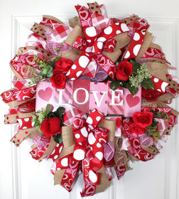 Valentines Day Wreath, Valentine Wreath, Heart Wreath, Pink & Red Wreath, Front Door Valentine Wreath, Double Doors