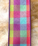 2.5 Inch Hot Pink Plaid Ribbon with Lime, Teal and Lavender / Members Mark / Sams Club