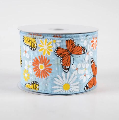 2.5" Light Blue Butterfly Ribbon (10 Yards)