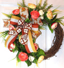 Floral Grapevine Wreath: Fall Thanksgiving Halloween Front Door Decor