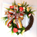 Floral Grapevine Wreath: Fall Thanksgiving Halloween Front Door Decor