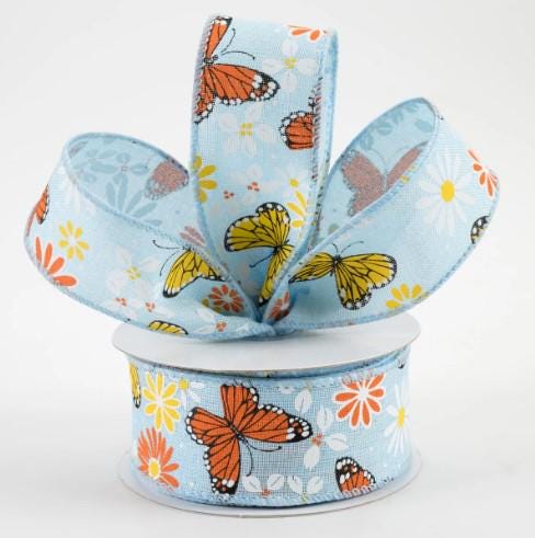1.5" Light Blue Butterfly Ribbon (10 Yards)