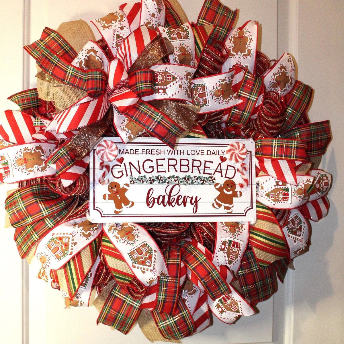 Gingerbread Wreath, Christmas Wreath, Holiday Decor