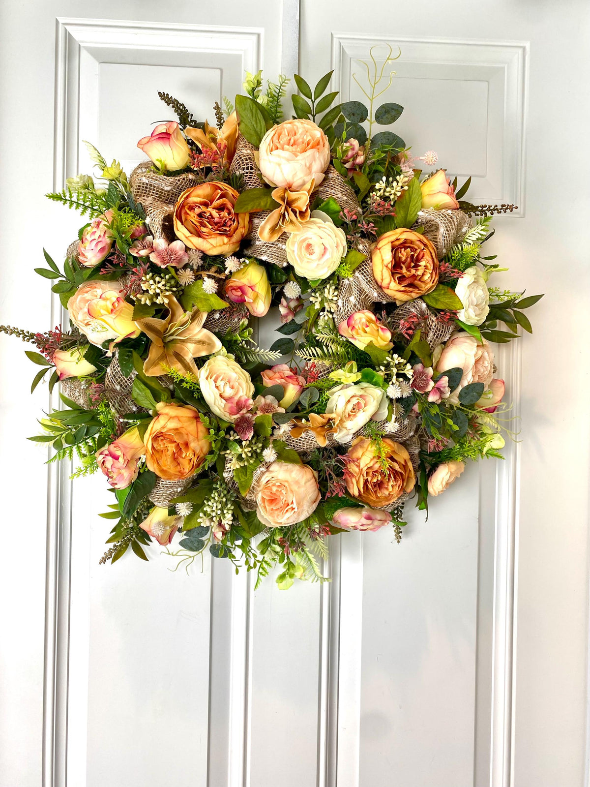 Everyday Floral Peony-Ranunculus Wreath- Spring - Fall!